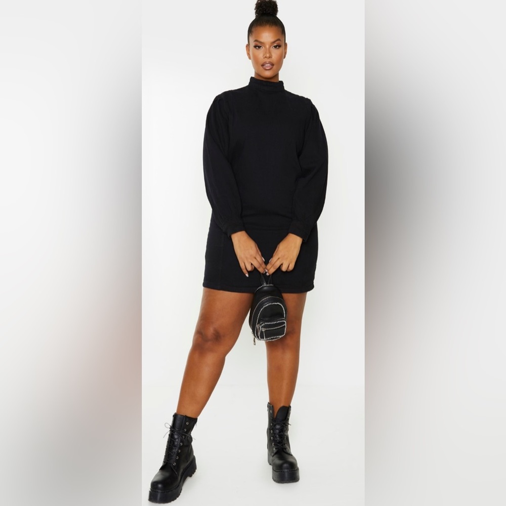 Plus Black Denim Dress. PrettyLittle Thing NWT. US 2X UK 24